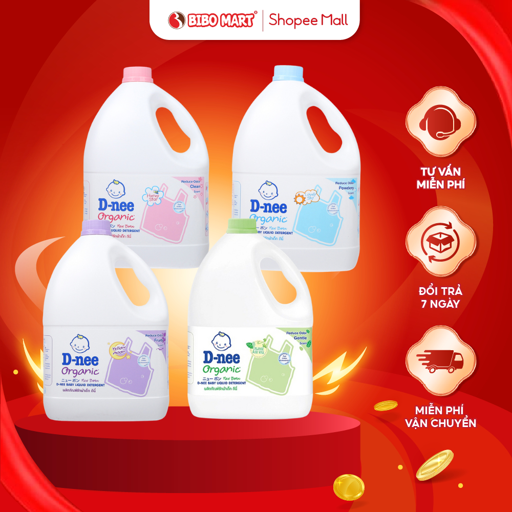  Nước Giặt Quần Áo Em Bé Dnee Nước Giặt Sơ Sinh Thơm Nhẹ Dịu An Toàn Cho Trẻ Em 2.8L 3L - Bibomart 