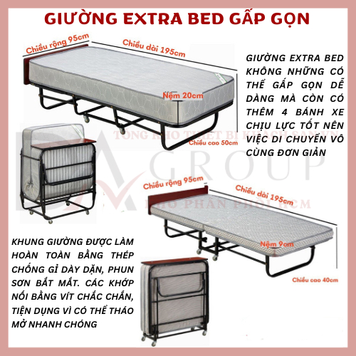 [HỎA TỐC HCM] GIƯỜNG EXTRA BED GẤP GỌN, GIƯỜNG PHỤ KHÁCH SẠN HÀNG NHẬP KHẨU CAO CẤP