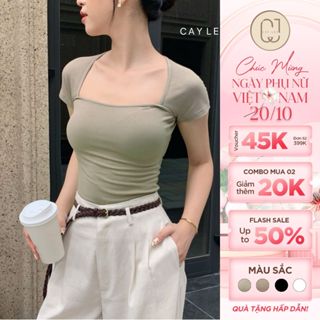 Áo thun cổ vuông Cây Leo Design basic dễ phối đồ Min6380 Min6381 Min6383 Min6385