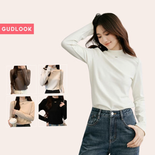 Áo Giữ Nhiệt Nữ GUDLOOK Lót Lông Cổ Cao Form Rộng Basic Chất Thun Cotton Dày Ấm Tay Dài Cổ Lọ Ôm Sát Giữ Ấm Hiệu Quả