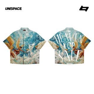 Áo sơ mi cổ gập local brand By Unispace form rộng tay lỡ unisex nam nữ Heaven