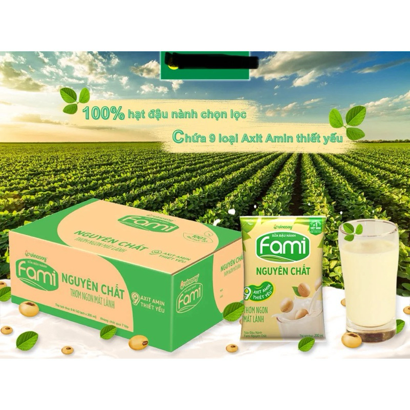 Thùng 40 Bịch Sữa Đậu Nành Nguyên Chất Fami 200ml/Bịch