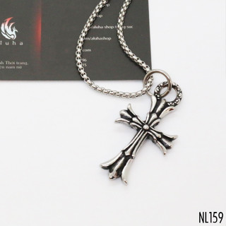 Dây chuyền Titan không rỉ họa tiết gothic thánh giá đôi (2 mặt giống nhau), vòng cổ unisex - NL159 - Aluha