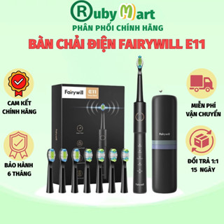 Bàn chải điện Fairywill E11, bàn chải đánh răng điện 5 chế độ, tặng kèm 8 đầu chải, bàn chải đánh răng bảo hành 12 tháng
