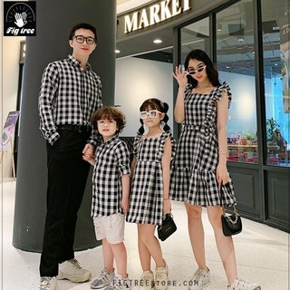 Combo Áo Sơ Mi Váy Fig Tree Caro Đen ( MS 133D Kèm Feedback Cực Xinh)