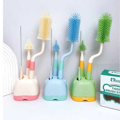 Bộ cọ rửa bình sữa Kidsworld Misan 4 chi tiết, có giá đỡ tiện lợi cho mẹ và bé