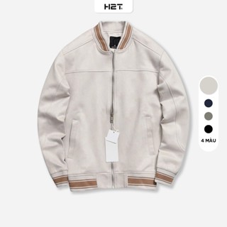 Áo Bomber Nam Da Lộn H2T Phối Viền Suede Jacket Chất Da Mềm Mại Giữ Ấm Cực Tốt 1789