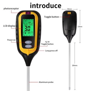 Máy đo đất, thiết bị đo PH đất 6-1 (PH, độ ẩm, ánh sáng, nhiệt độ) máy đo đất chính xác cao