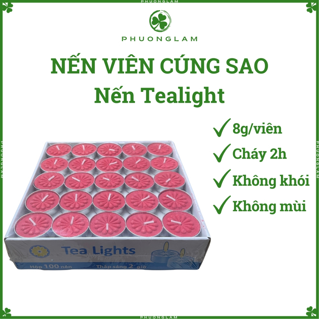 Nến tealight 4 giờ hoa mai trang trí tiệc không khói
