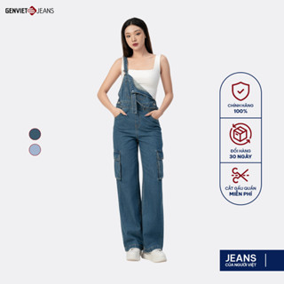 Yếm Quần Nữ GENVIET JEANS Vải Jean Co Giãn Dáng Suông Vừa, Yếm Bò Nữ Thiết Kế Năng Động Trẻ Trung TY124J8554