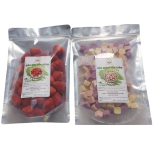 combo: dâu tây sấy giòn 200 g + sữa chua sấy giòn 200g