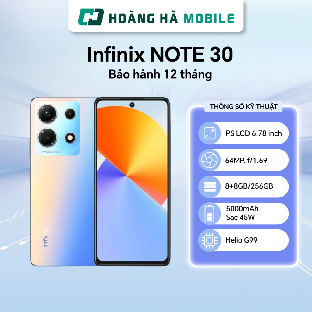 Điện thoại di động Infinix NOTE 30 (8GB/256GB) - Chính hãng(Nguyên Seal Chưa Active)