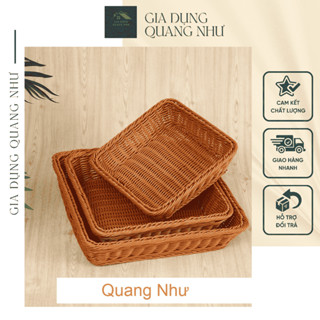  Giỏ Nhựa Kiểu Mây Tre Đan Rổ Mây Khay Đựng Hoa Quả Dã Ngoại Decor Siêu Bền. 
