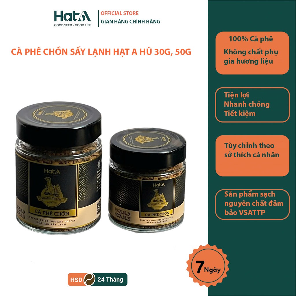 Cà phê hòa tan chồn sấy lạnh Hạt A cafe thơm ngon tiện lợi