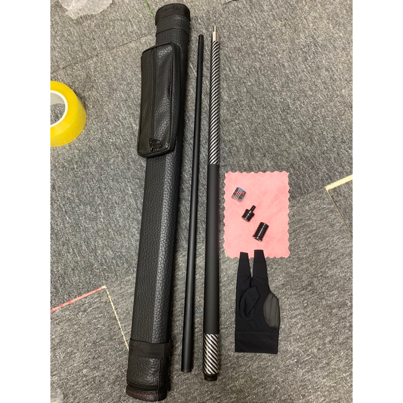 Cơ Bida Lỗ phủ carbon full đen tặng kèm phụ kiện