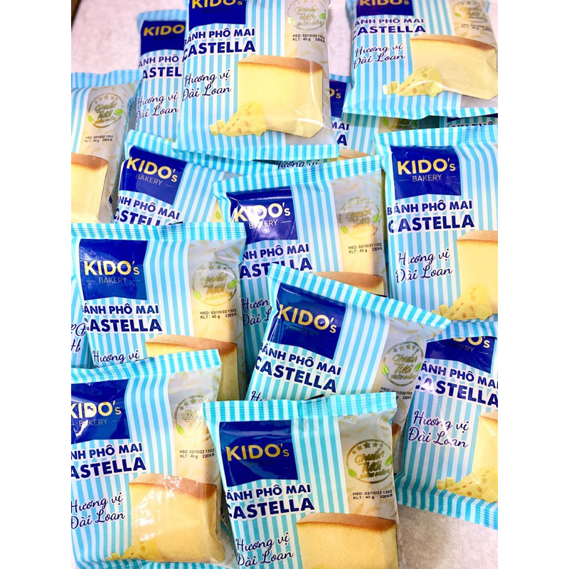 Bánh Bông Lan Phô Mai Castella KIDO Bakery 40g Mềm Mịn, Vị Béo Ngậy