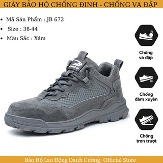 Giày bảo hộ lao động JB 672 chất liệu da lộn, chống đinh và chống va đập