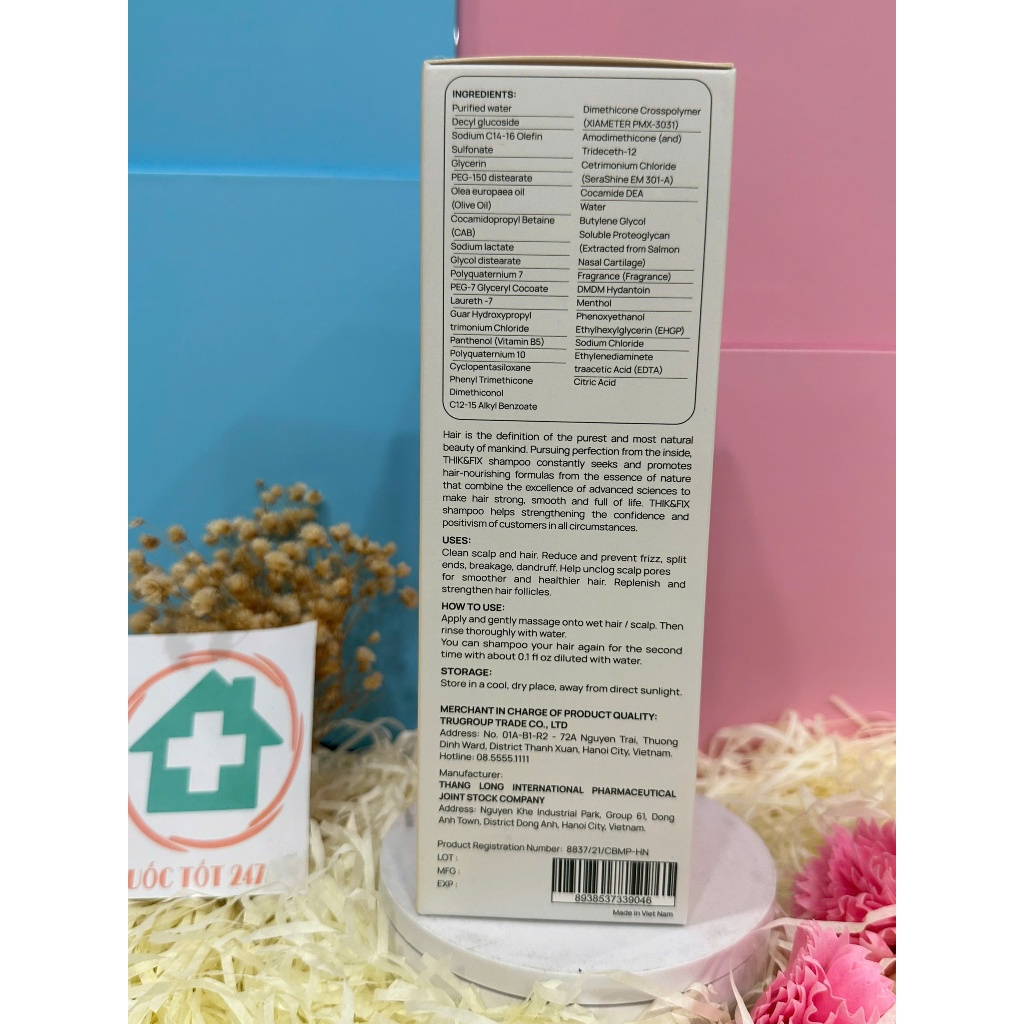 CHÍNH HÃNG Dầu gội kích thích mọc tóc thảo dược Thik&Fix dành cho Nam - Giúp sạch gàu, loại bỏ bã nhờn, dưỡng tóc chắc k