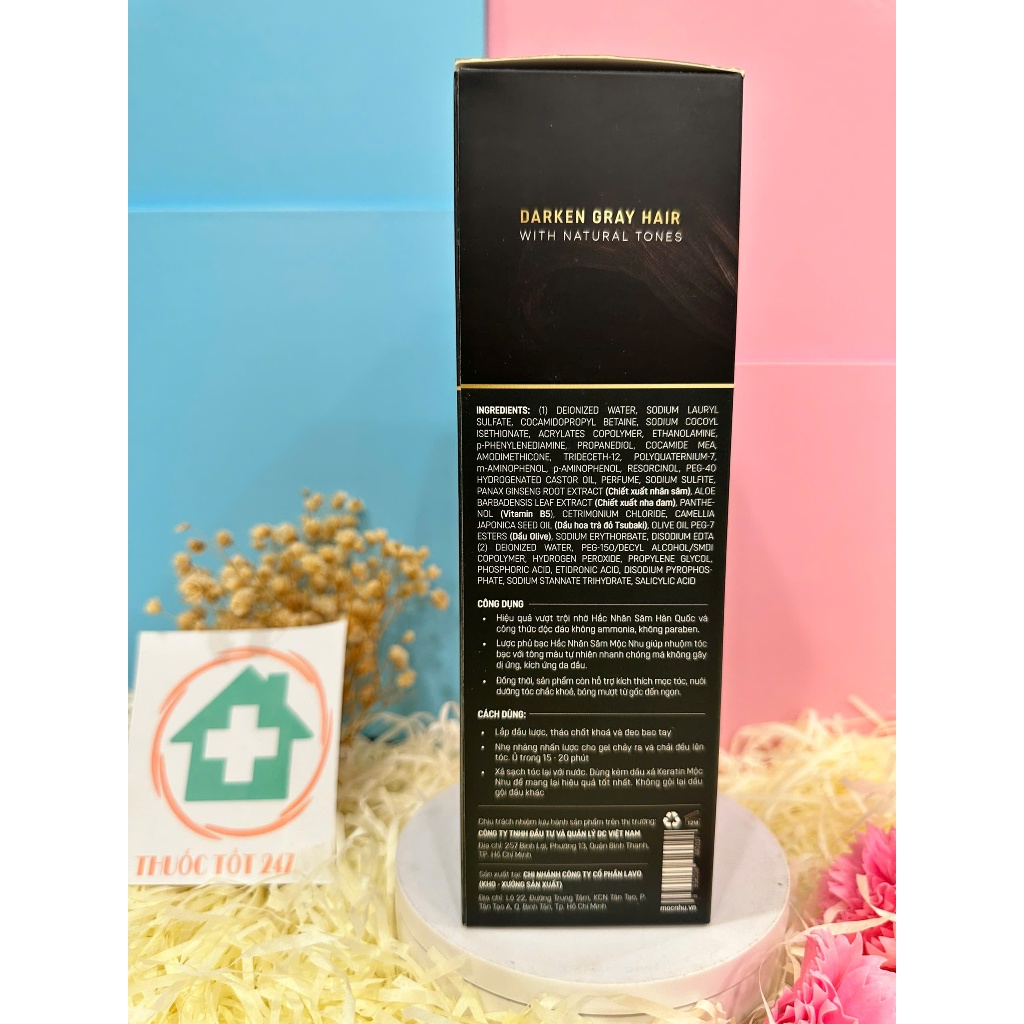 [Chính hãng] Dầu Gội Phủ Bạc Hắc Nhân Sâm - phủ đen tóc bạc sau 5 phút gội, dầu gội nhuộm tóc, 280 gram