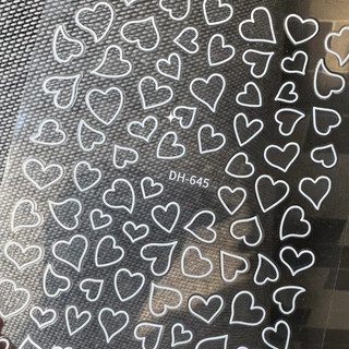 Sticker hình trái tim bóc dán nails, stick tim viền trắng ứng dụng móng cực kì cao