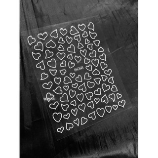 Sticker hình trái tim bóc dán nails, stick tim viền trắng ứng dụng móng cực kì cao