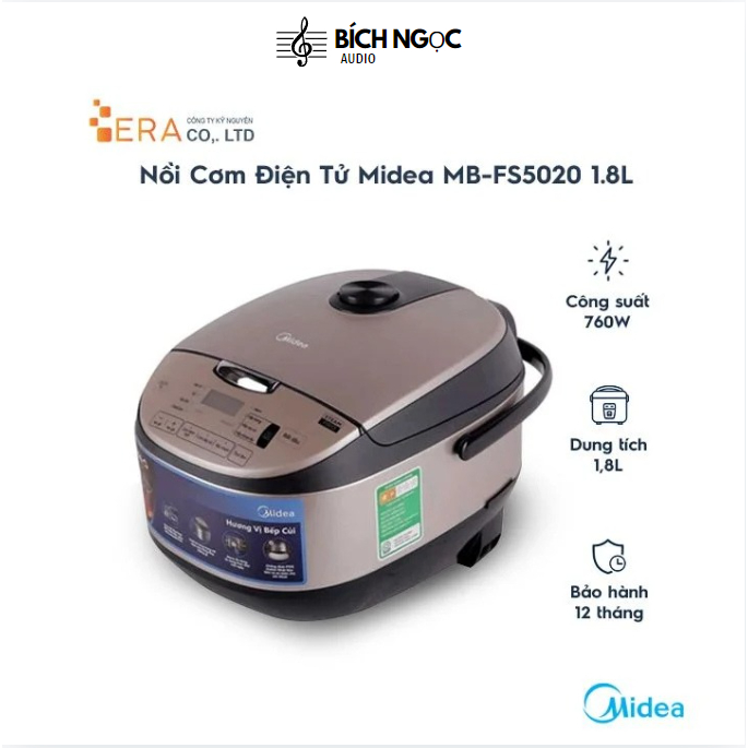 Nồi cơm điện tử Midea MB-FS5020, 1.8 lít, Chống dính Daikin Nhật Bản