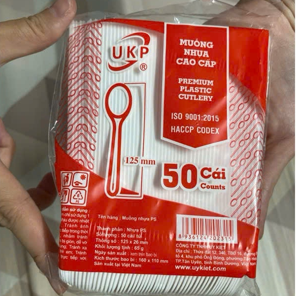 SỈ THÙNG 5000 CÁI MUỖNG nhựa ăn KEM, UKP muỗng ăn panacotta, muỗng nhựa ngắn bịch 50 cái, MUỖNG KEM 