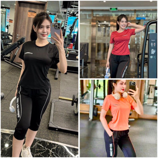 Bộ quần lửng có túi quần tập gym yoga aerobic nữ , set thể thao nữ , bộ cộc tay quần lửng chạy bộ bơi đạp xe