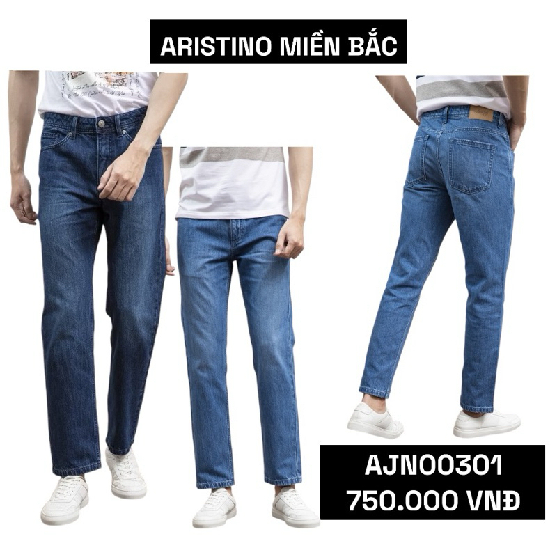 Quần jeans nam ARISTINO AJN00301 dáng suông vừa thoải mái chất mềm mịn xốp nhẹ thiết kế basic dễ mặc dễ phối