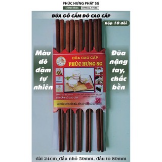  Đũa Gỗ Cẩm Đô Cao Cấp Dài 24cm Vỉ 10 Đôi Đũa Vân Gỗ Tự Nhiên Không Nhuộm Màu 
