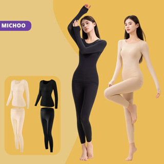 Bộ quần áo giữ nhiệt nữ phù hợp ủ kem body MICHOO chống khô da đồ lót giữ ấm mùa đông co giãn thoải mái