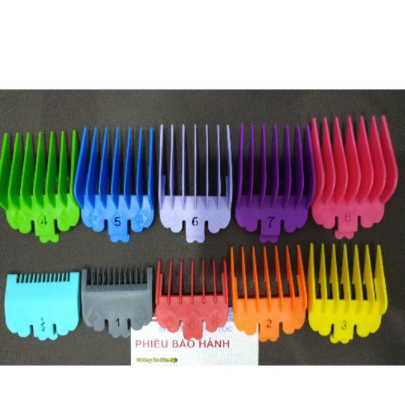 Cữ Tông Đơ Cắt Tóc Kemei, Wahl, Bộ 10 Cữ Màu Lắp Cho Tông Đơ Pin Và Dây. (Ảnh thật)