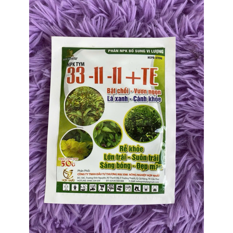 Phân bón lá: 33-11-11 + TE kéo đọt 50gr