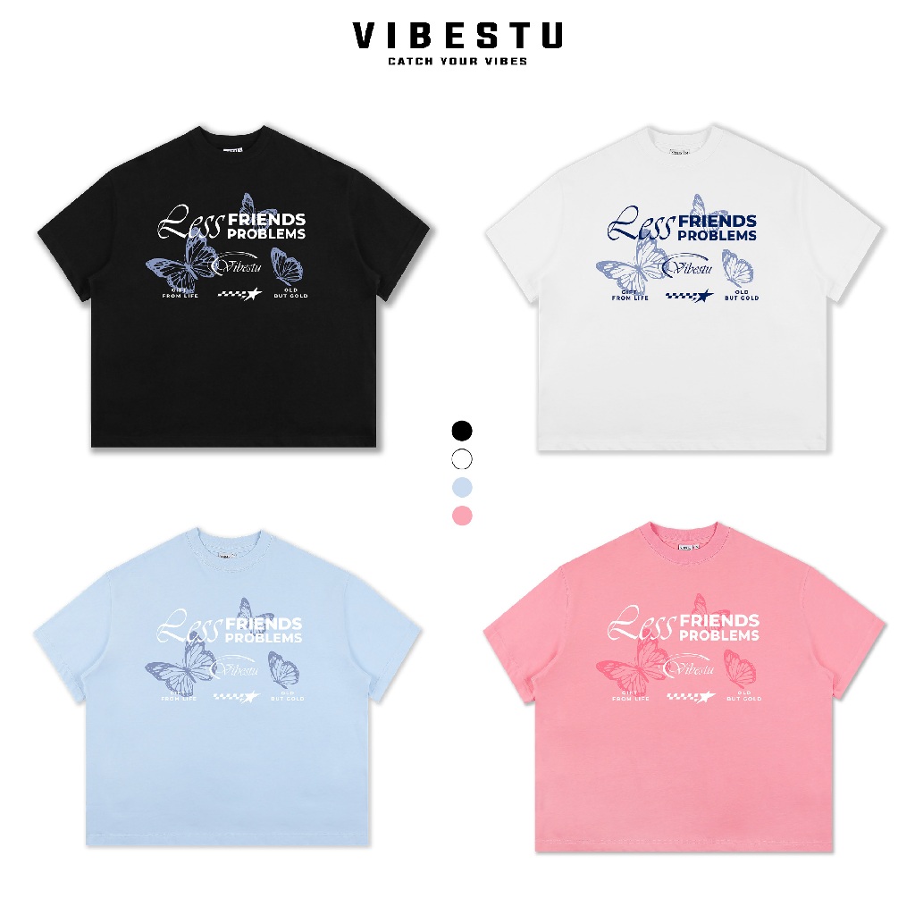 Áo Thun Local Brand VIBESTU "Friends Problems", Áo Thun Boxy Form Rộng Unisex 250Gsm 100% Cotton | BigBuy360 - bigbuy360.vn
