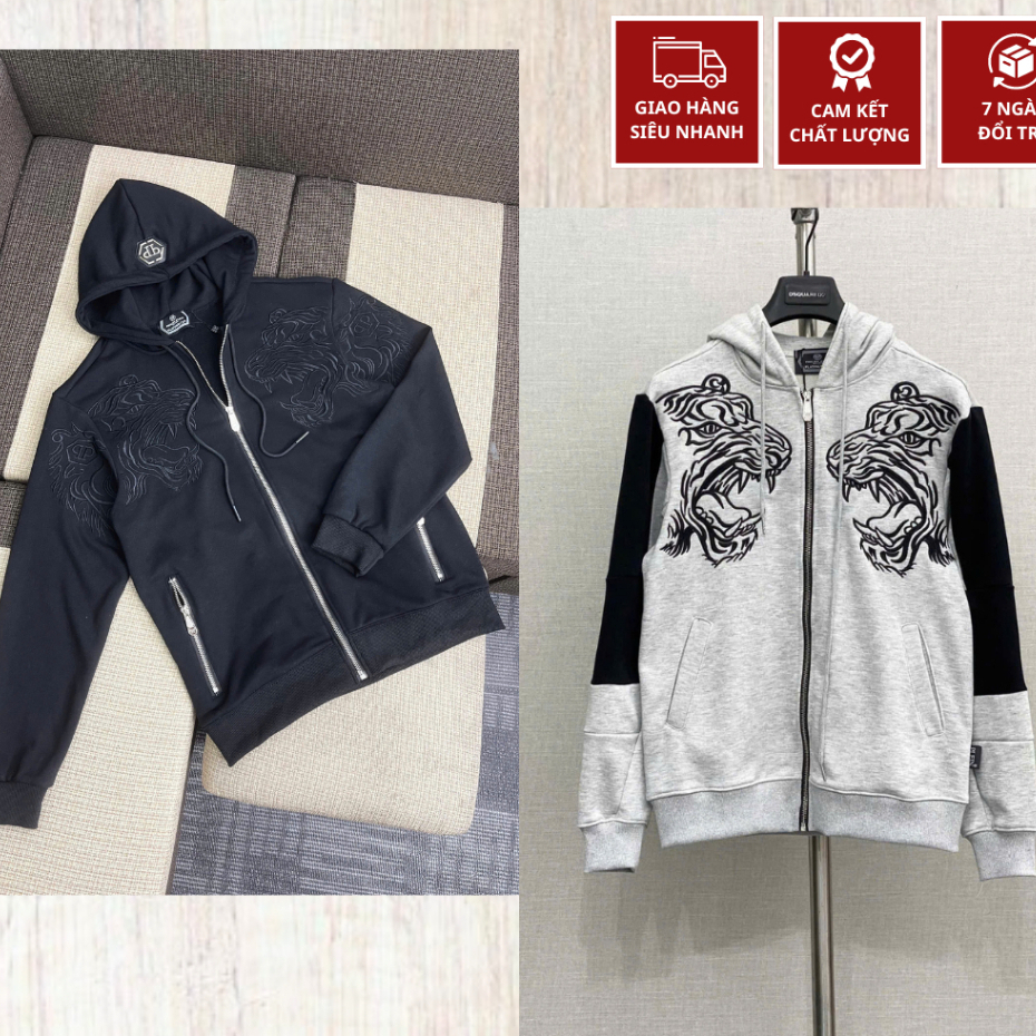 Áo Khoác Hoodie Nam Philipp Plein Thêu Hổ Ngực Áo Siêu Nét - Áo Khoác Hoodie Nam Nữ Philipp Plein Ca