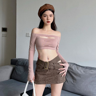 Chân váy da loang nịt lệch