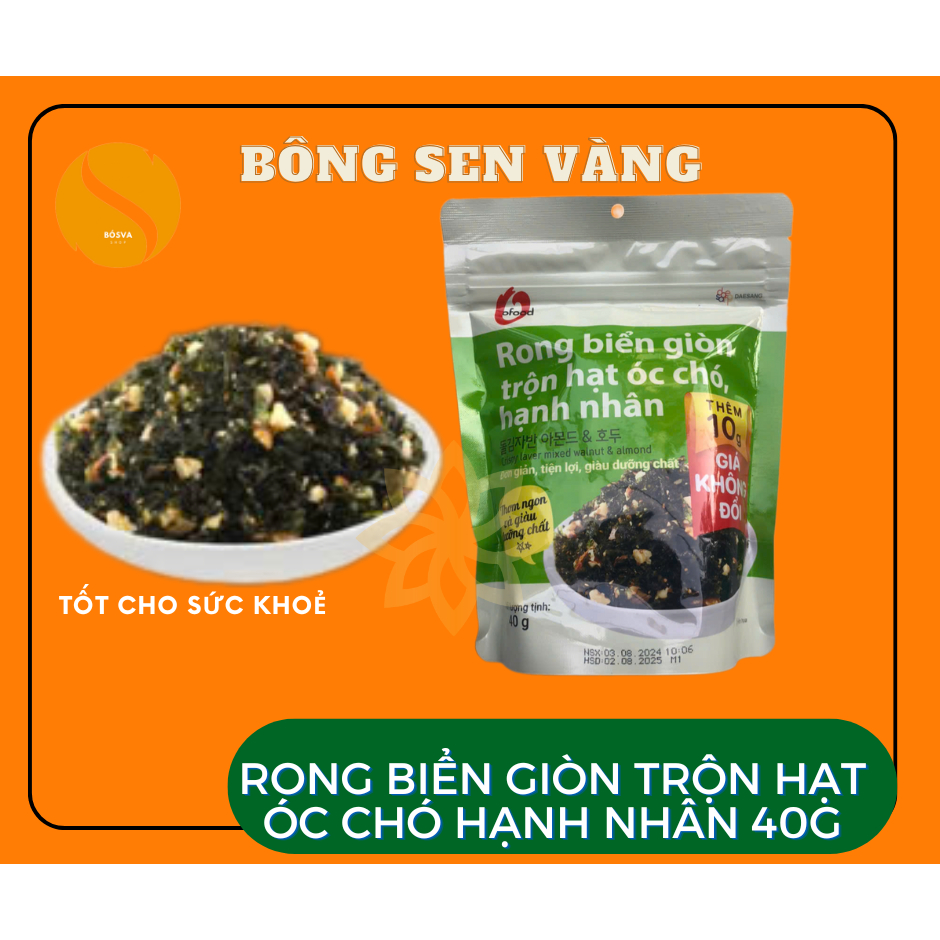 Rong biển giòn trộn óc chó, hạnh nhân O'Food 40g
