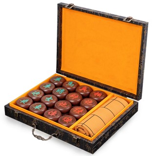 Hộp Cờ Tướng Gỗ Sồi Đen Cao Cấp Kích Thước 4.8 x 1.8 cm, Vali tiện lợi phù hợp làm quà tặng