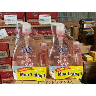  Sữa Tắm Gội Babi Mild 800ml Hương Hoa Sakura Hoa Cúc Tặng 125ml 180ml Thái Lan date Xa 05 2028 