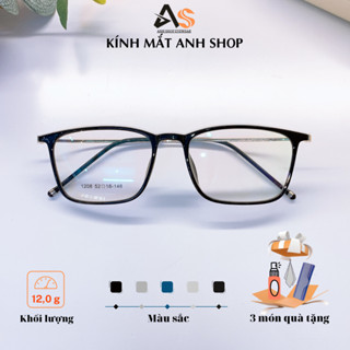  KÍnh vuông thời trang nam nữ chất liệu nhựa dẻo càng kính kim loại dành cho mặt vừa và to 1208A 