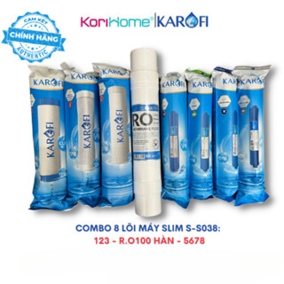 Bộ 8 lõi lọc nước Karofi dùng cho máy lọc nước Slim S-S038 với lõi số 2 CTO, màng RO 100 Hàn, 4 lõi cn 5678