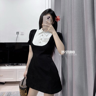 [ CÓ SẴN ] VÁY THIẾT KẾ PHỐI CỔ DẬP LI KÈM TAG RỜI | by25