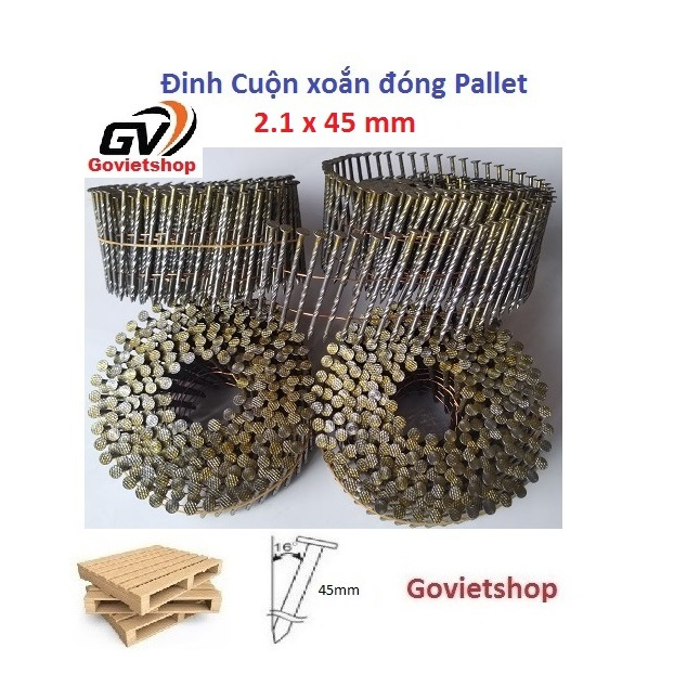 Đinh cuộn xoắn 2.1x45mm cuộn có 300 cây đinh dài 45mm đóng pallet gỗ ván