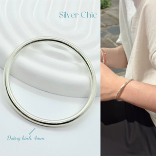 Vòng tay bạc trơn cho nam và nữ bạc 950 SILVER CHIC LT15