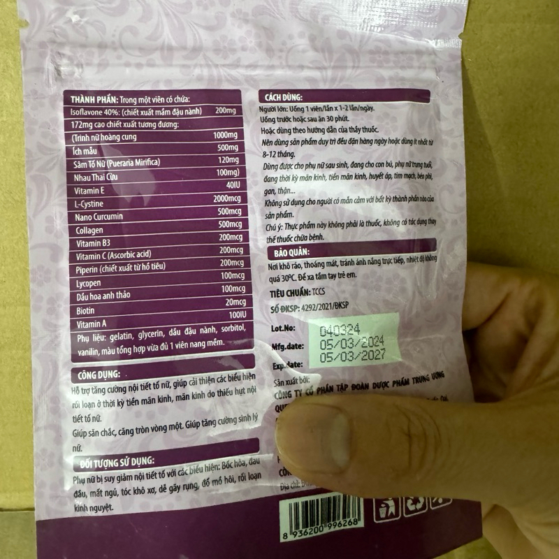 Viên uống đẹp da Sâm tố nữ mầm đậu nành SÂM NGỌC NỮ QUEEN SPA ESTROGEN LADY  tăng cường nội tiết tố nữ