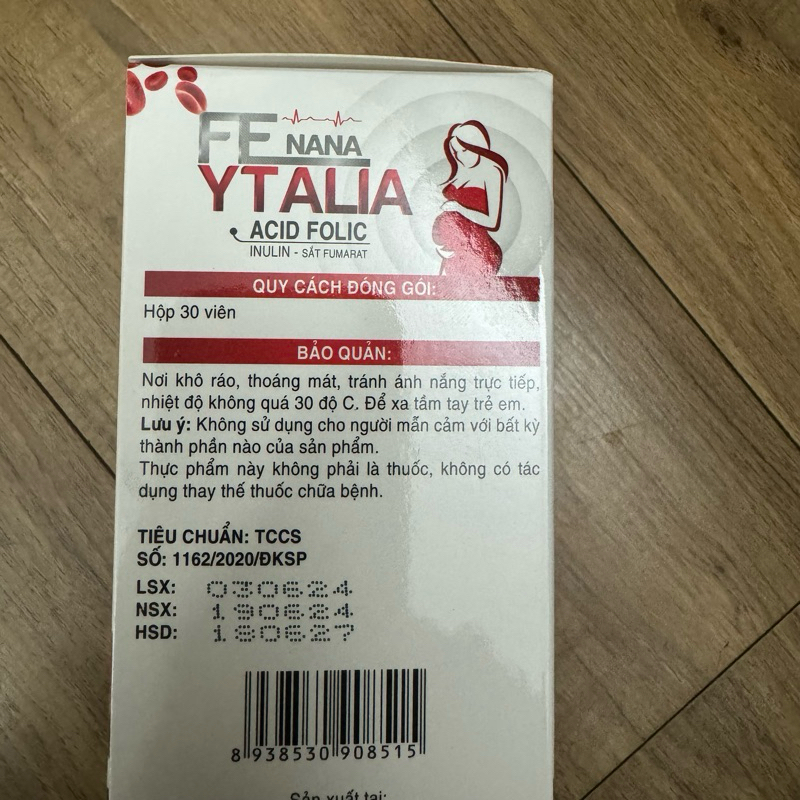 Lọ 30 viên - Viên uống bổ máu bổ sung sắt Acid Folic cho phụ nữ có thai - FE NANA YTALIA