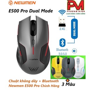 Chuột Newmen E500 Pro (không dây + Bluetooth 3.0-5.0) và E500 (Không dây) - Hàng chuẩn chính hãng