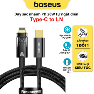 Dây sạc nhanh 20w tự ngắt thông minh khi đầy pin Baseus Explore bọc dù cho 11 12 13 14
