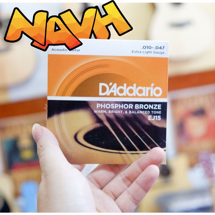 Dây đàn guitar Acoustic D Addario Phosphor Bronze Cỡ 10-11-12 inch  EJ15, EJ26, EJ16 bộ gồm 6 dây đà