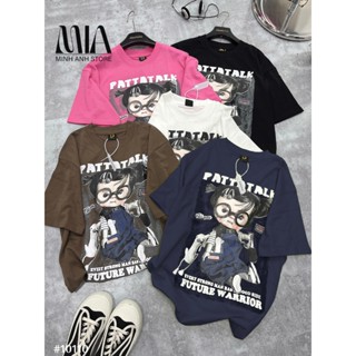 [HÀNG CAO CẤP] Áo thun nữ, áo phông nữ from rộng, cotton dày dặn bền dáng không bai dão .IN hình cô bé kính tròn